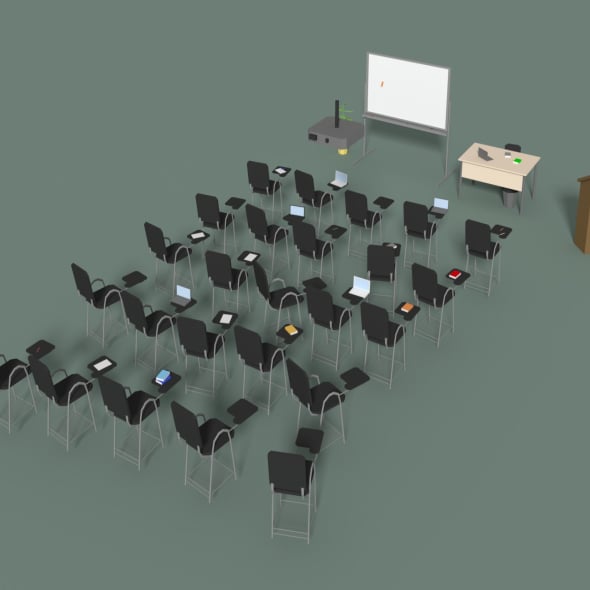 Low Poly Office Conference Hall - 3DOcean Item for Sale
