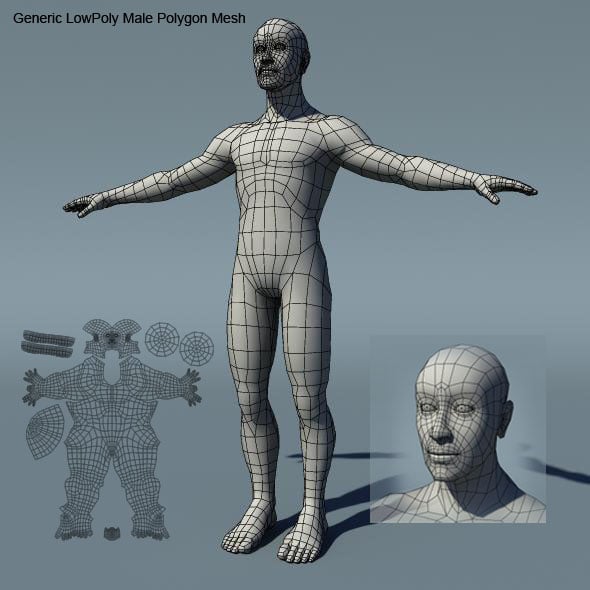 Generic Male Low Poly BaseMesh - 3DOcean Item for Sale