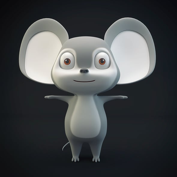 Cartoon Mouse Gray - 3DOcean Item for Sale