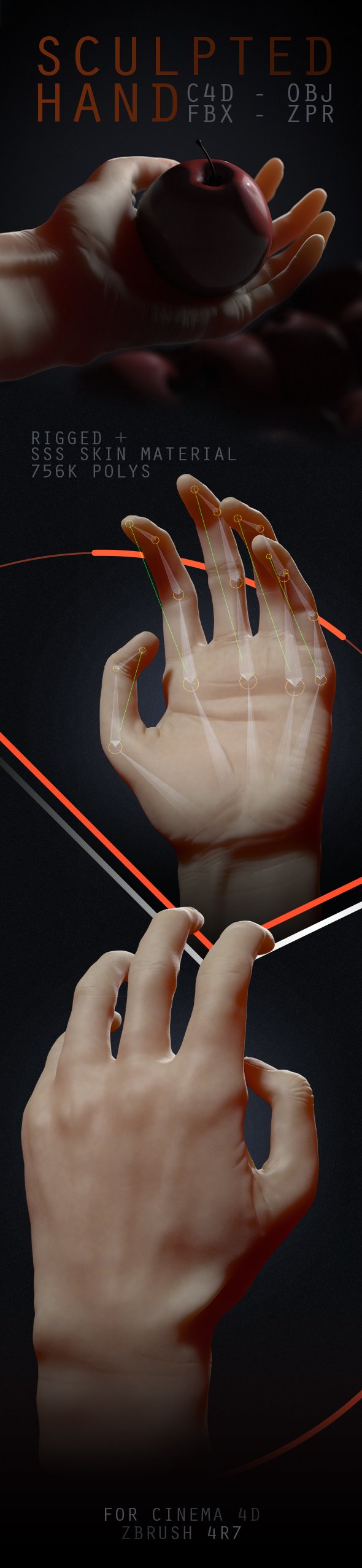 Sculpted Human Hand - 3DOcean Item for Sale