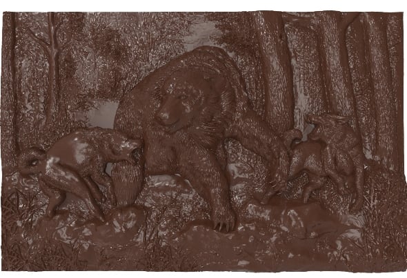 Bear Hunt Bas relief - 3DOcean Item for Sale