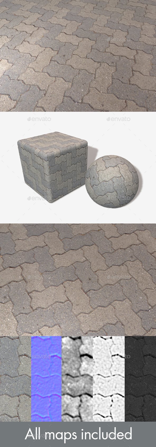 Zig Zag Brick Pavement Seamless Texture - 3DOcean Item for Sale