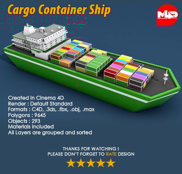 Cargo Container Ship - 3DOcean Item for Sale