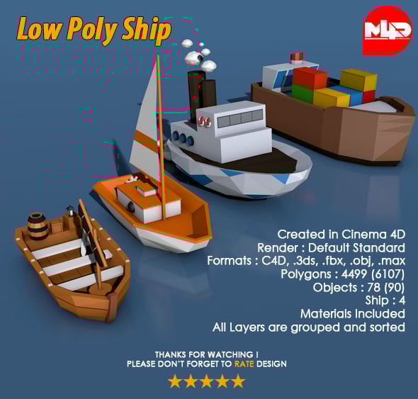Low Poly Ship Pack - 3DOcean Item for Sale