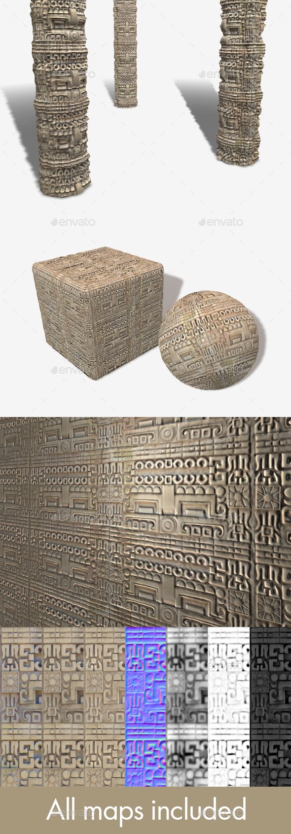 Mexican Stone Carving Seamless Texture - 3DOcean Item for Sale