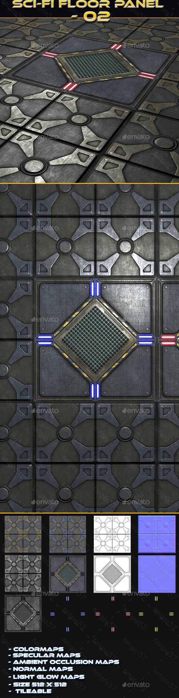 Sci-fi Floor Panel 02 - 3DOcean Item for Sale