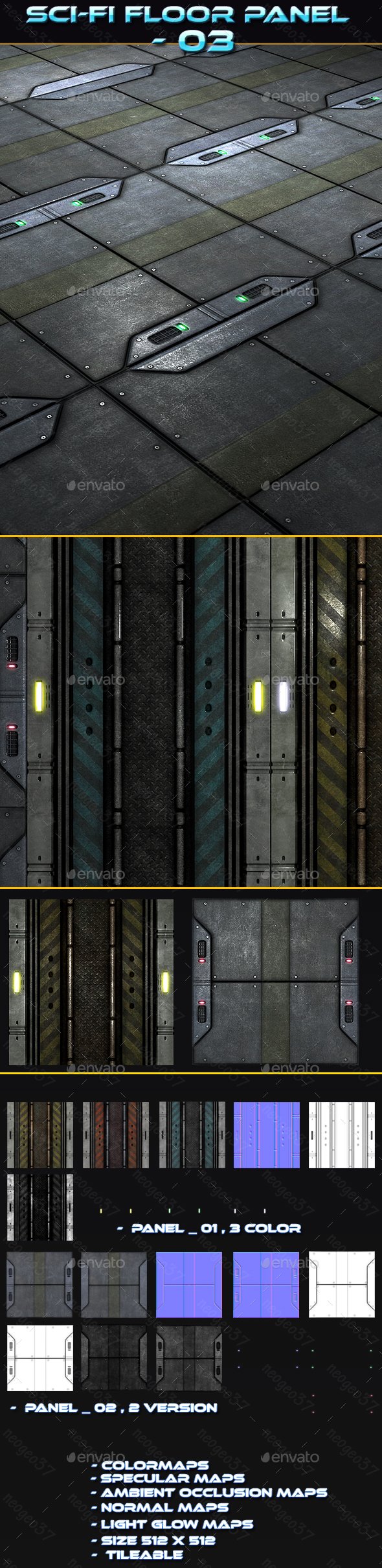 Sci-fi Floor Panel 03 - 3DOcean Item for Sale