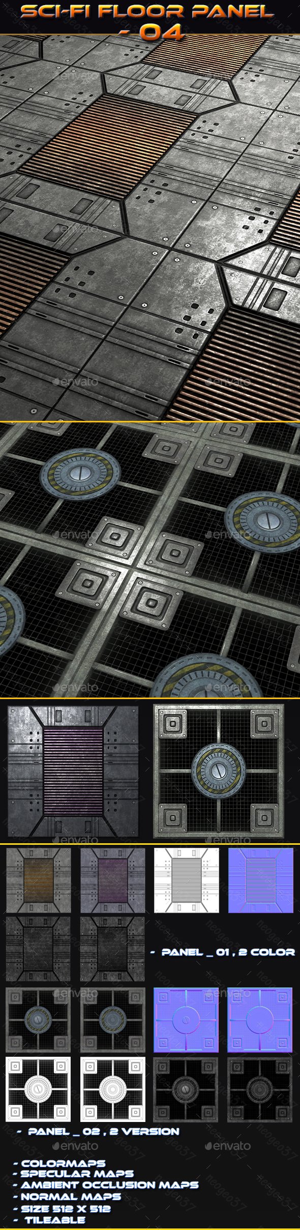 Sci-fi Floor Panel 04 - 3DOcean Item for Sale
