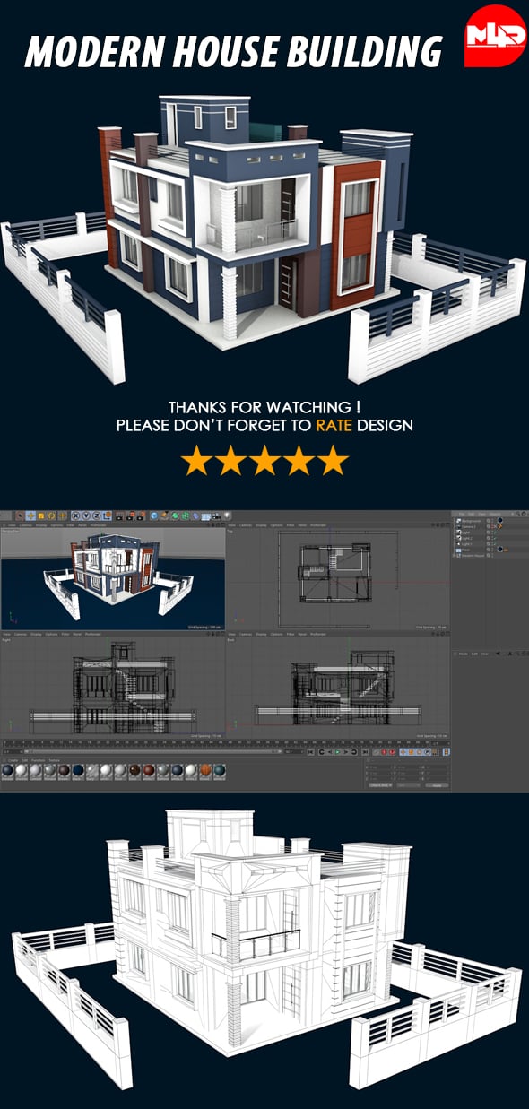 Modern House Building - 3DOcean Item for Sale