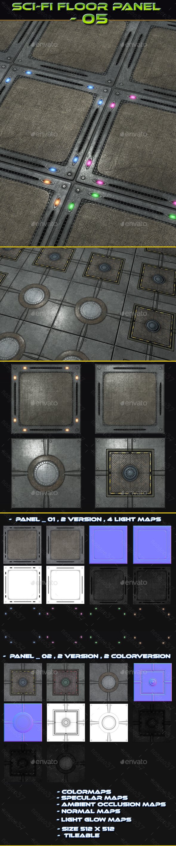 Sci-fi Floor Panel 05 - 3DOcean Item for Sale