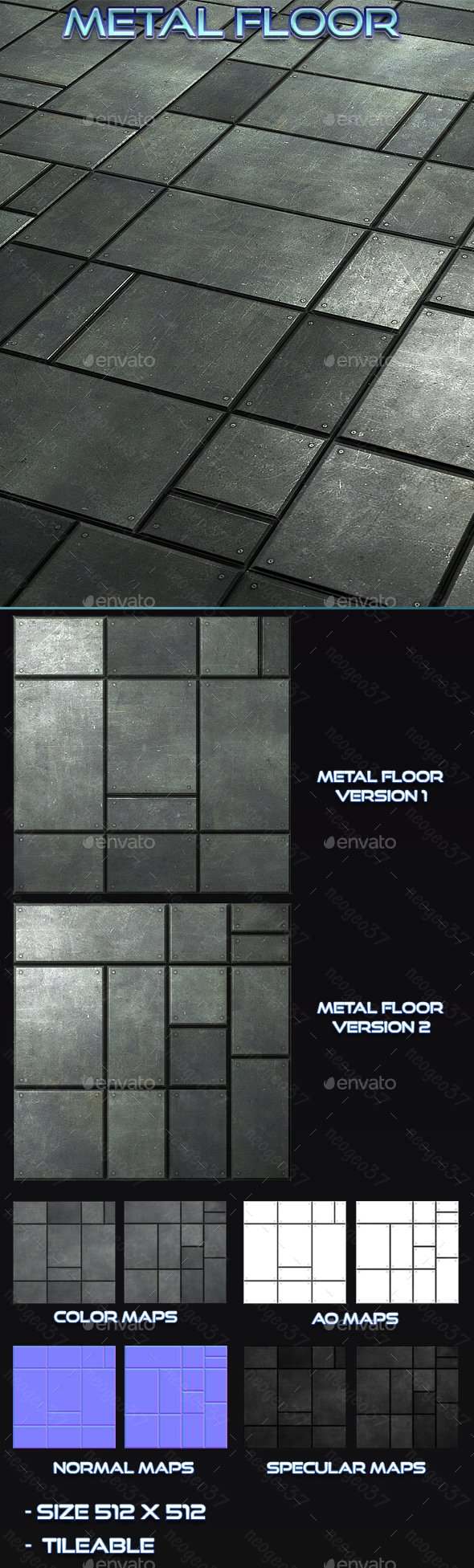 Metal Floor Title - 3DOcean Item for Sale