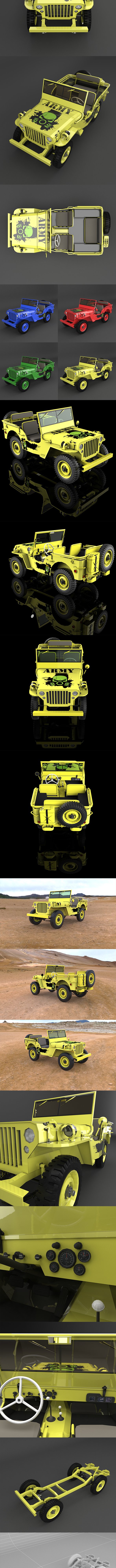 Willys Jeep Low Poly - 3DOcean Item for Sale