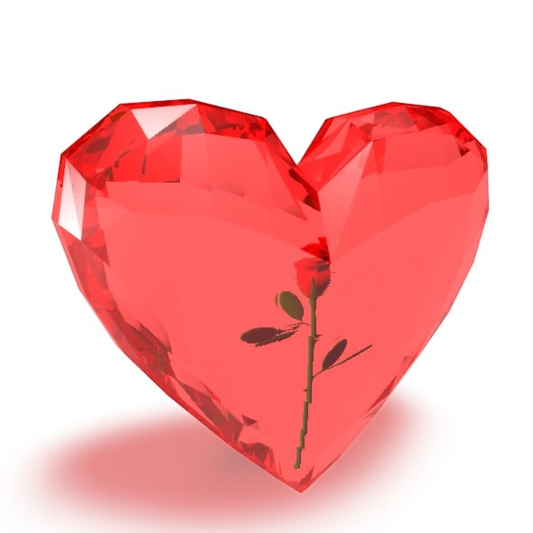 Сrystal heart with a rose - 3DOcean Item for Sale