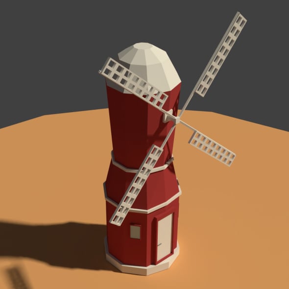 Low Poly Farm Wind Mill 2 - 3DOcean Item for Sale
