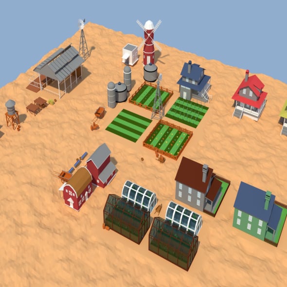 Low Poly Farm Complex - 3DOcean Item for Sale