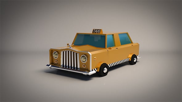 Low-Poly Cartoon Taxi Cab - 3DOcean Item for Sale