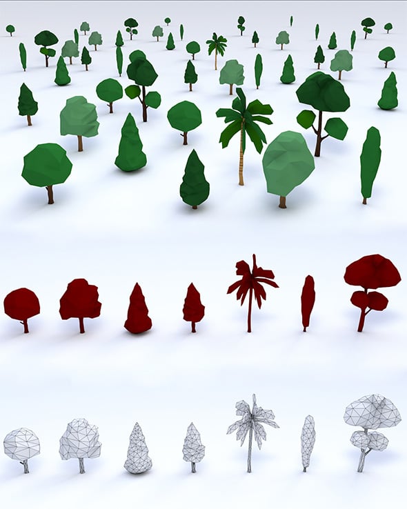 Pack of Low Poly Trees - 3DOcean Item for Sale