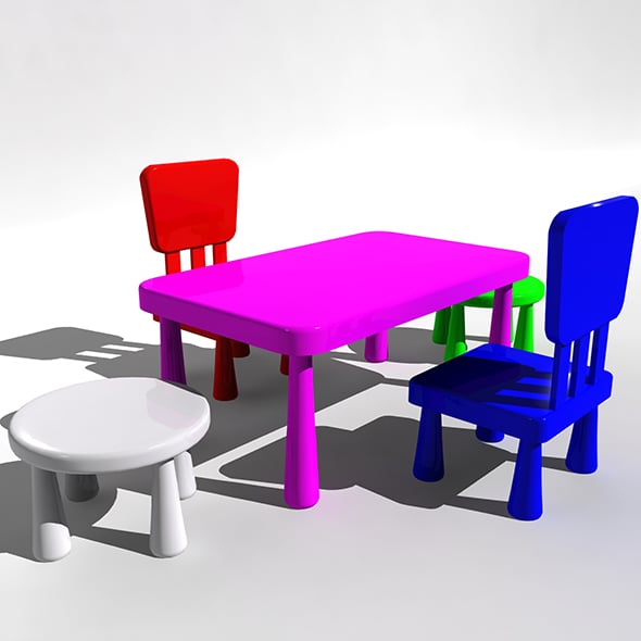 Kids Chair Table - 3DOcean Item for Sale