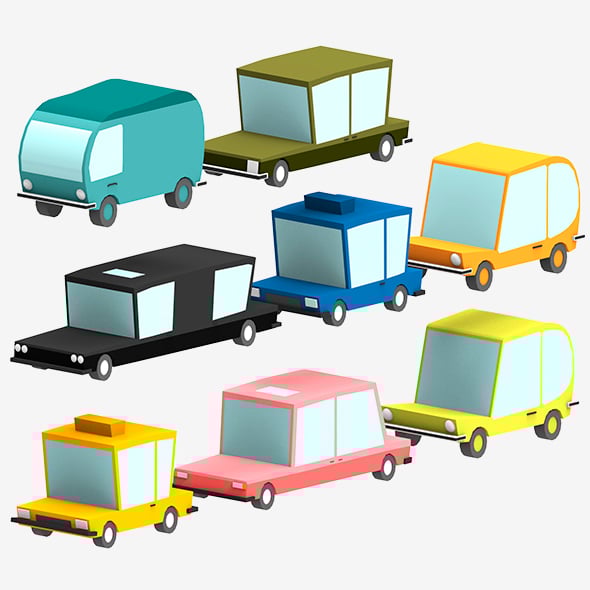 3D Low poly Cars - 3DOcean Item for Sale