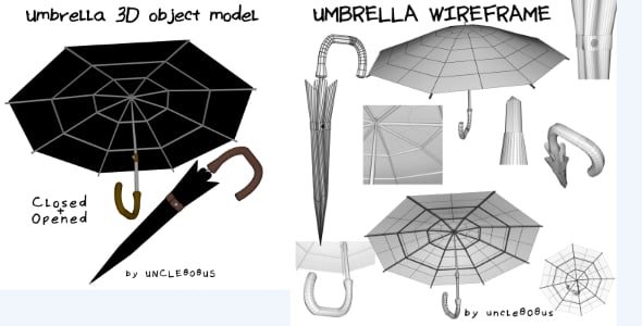 Umbrella 3D object model - 3DOcean Item for Sale