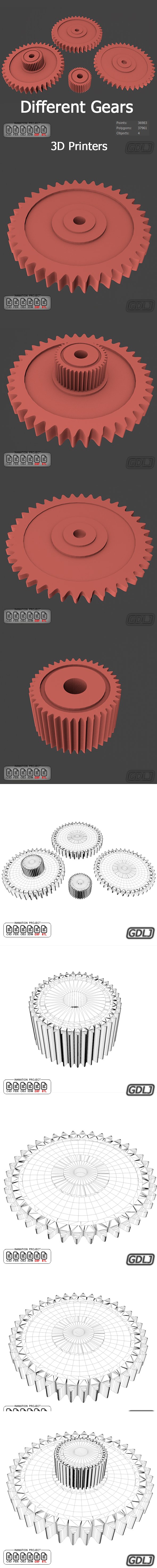 Different Gears 3D Models - 3DOcean Item for Sale