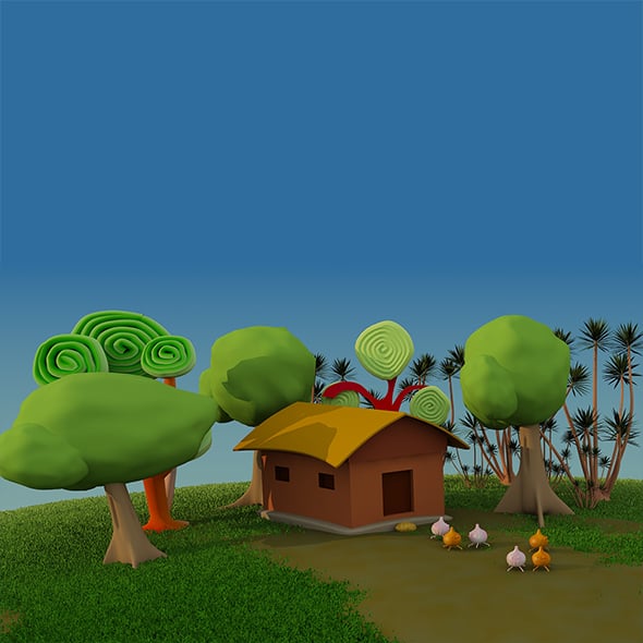 Cartoon House Scene - 3DOcean Item for Sale