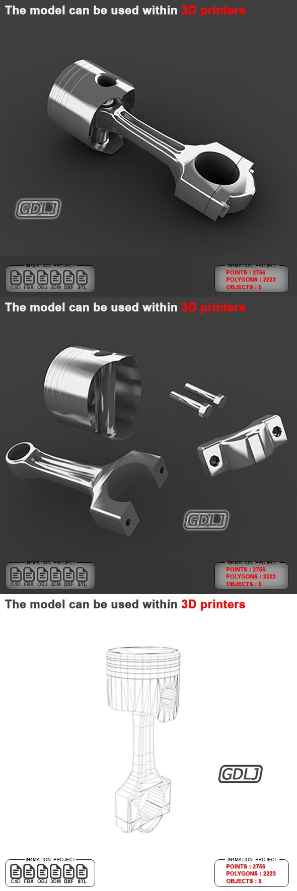 Piston 3D Model - 3DOcean Item for Sale