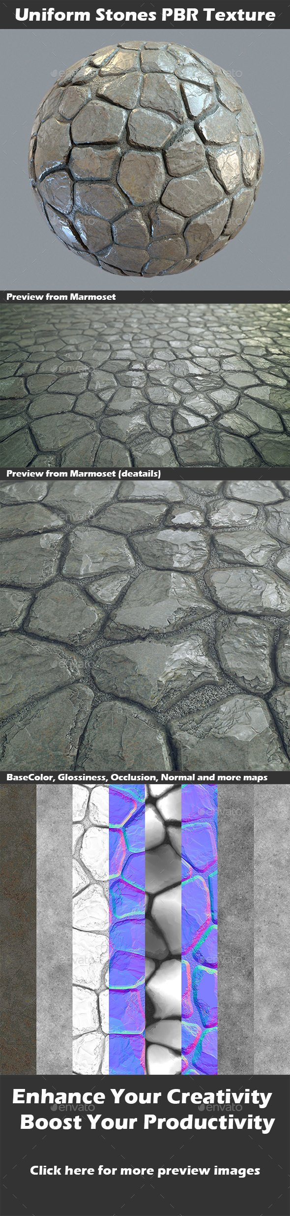 Uniform Stones v1 PBR Texture - 3DOcean Item for Sale