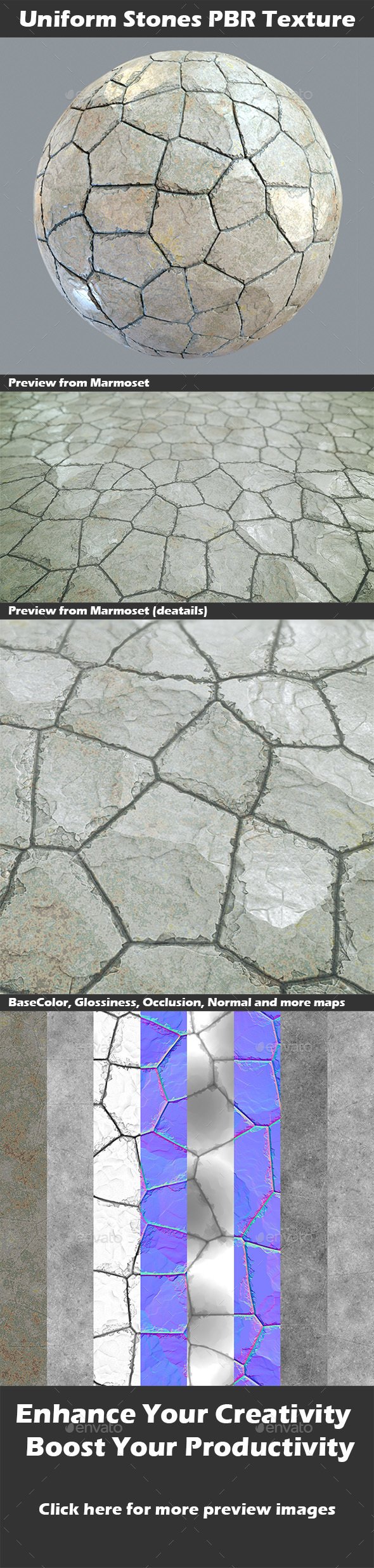 Uniform Stones v2 PBR Texture - 3DOcean Item for Sale