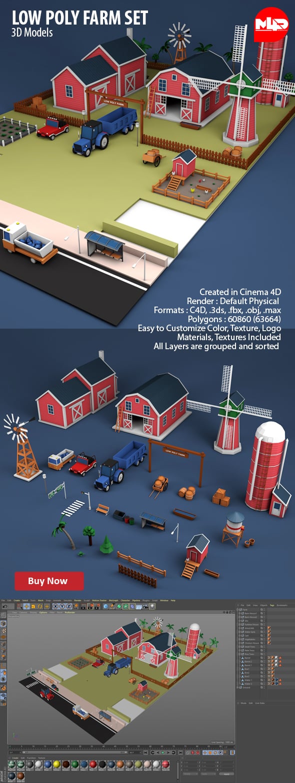 Low Poly Farm Set - 3DOcean Item for Sale