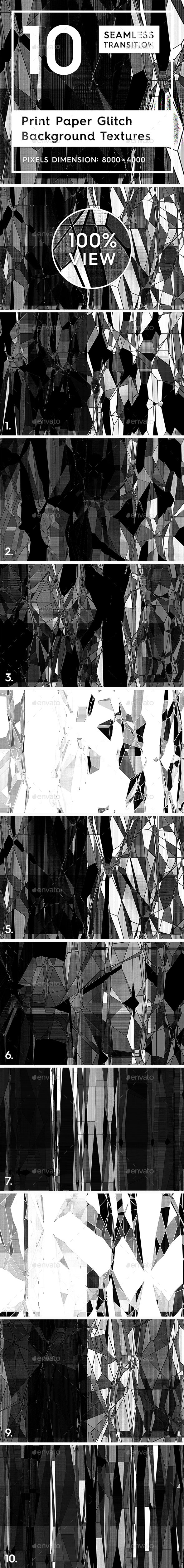 10 Print Paper Glitch Backgrounds by TexturesStore | 3DOcean