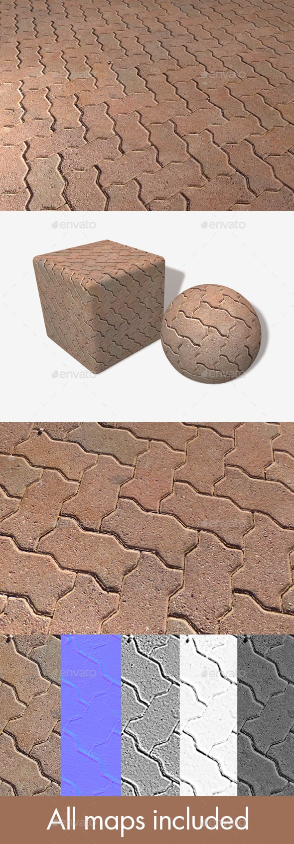 Zig Zag Paving Bricks Seamless Texture - 3DOcean Item for Sale