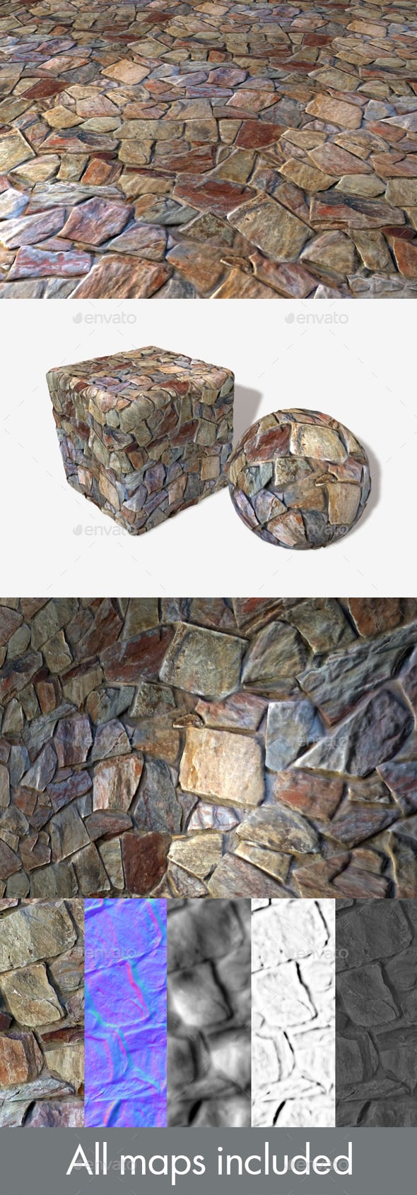 Big Colourful Rock Wall Seamless Texture - 3DOcean Item for Sale