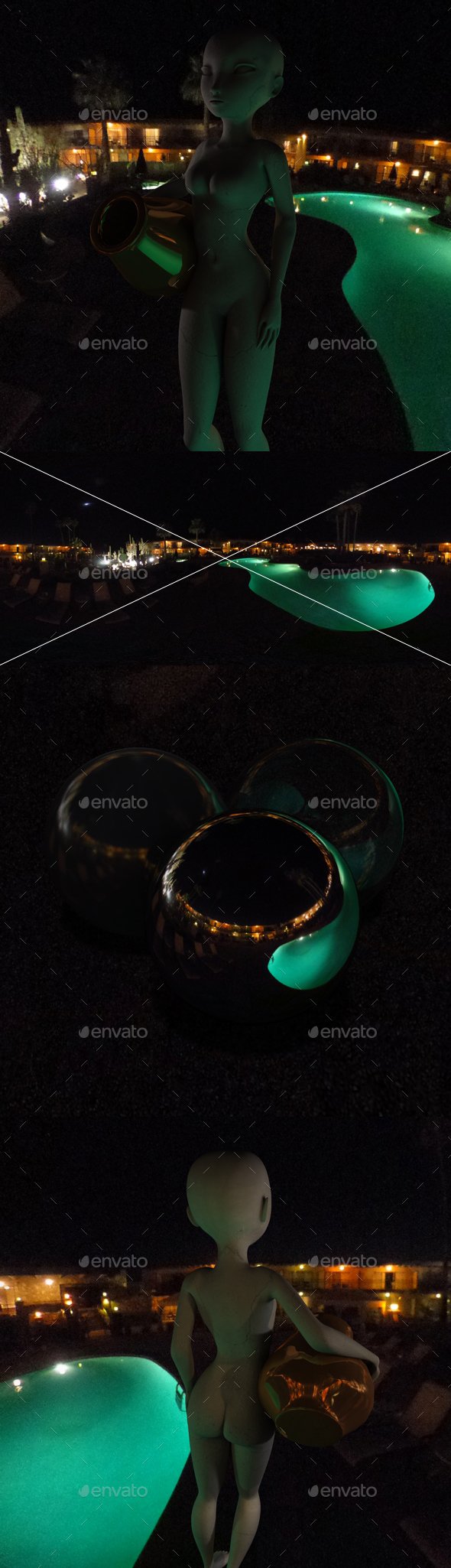 Midnight Outdoor Pool HDRI - 3DOcean Item for Sale