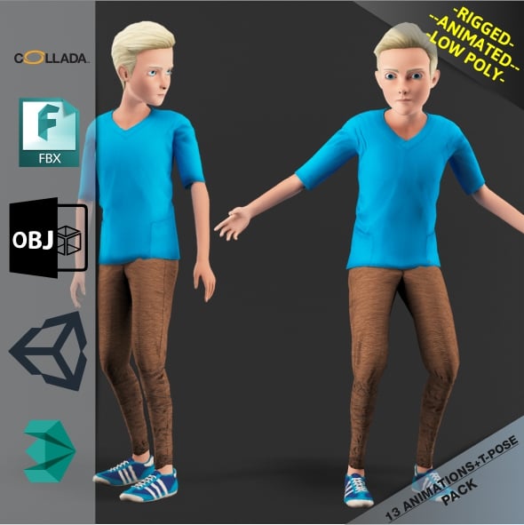 Cartoon boy Motion Pack - 3DOcean Item for Sale