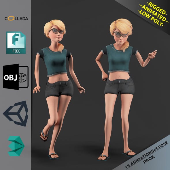 Female Toon Motion Pack - 3DOcean Item for Sale