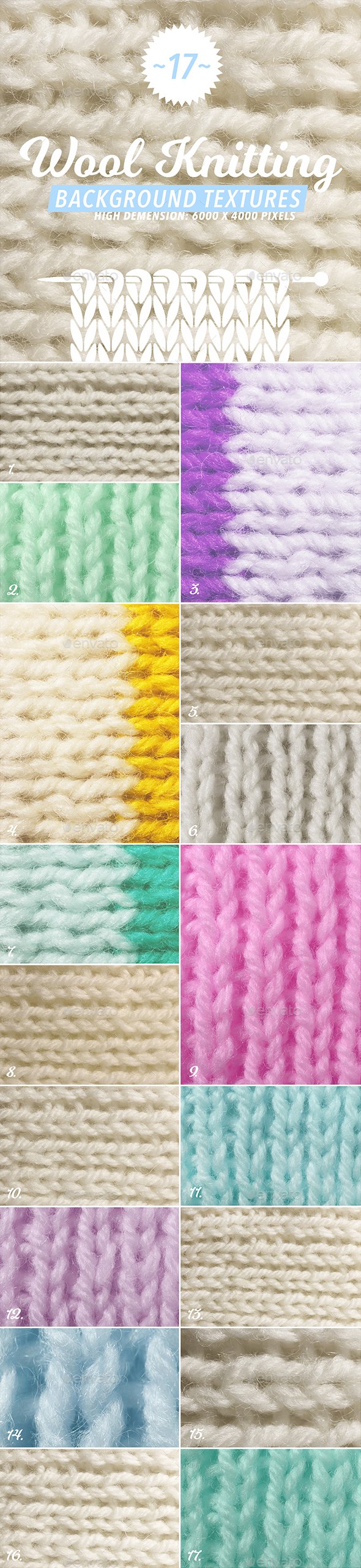 17 Wool Knitting Textures - 3DOcean Item for Sale