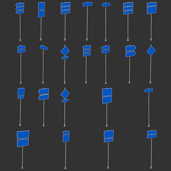 Roadside signpost 3D Models - game assets - 3DOcean Item for Sale