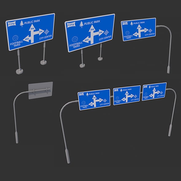 Roadside signpost 3D Models - game assets Complement - 3DOcean Item for Sale