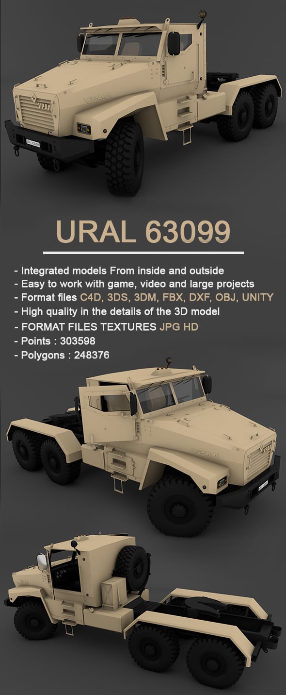 Ural 63099 Full 3D Model - 3DOcean Item for Sale