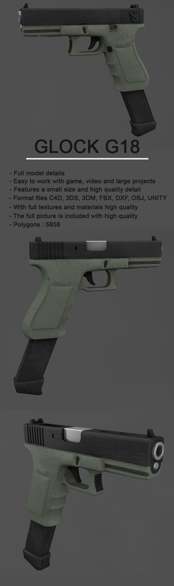 Glock G18 - 3DOcean Item for Sale