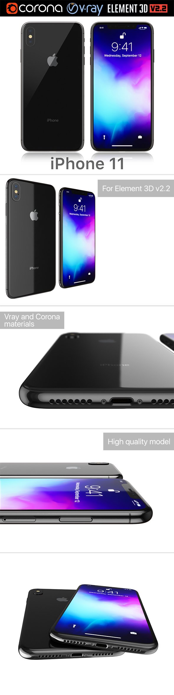 Apple iPhone 11 black - 3DOcean Item for Sale