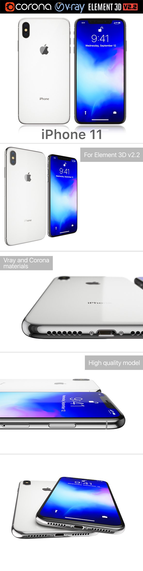 Apple iPhone 11 white - 3DOcean Item for Sale