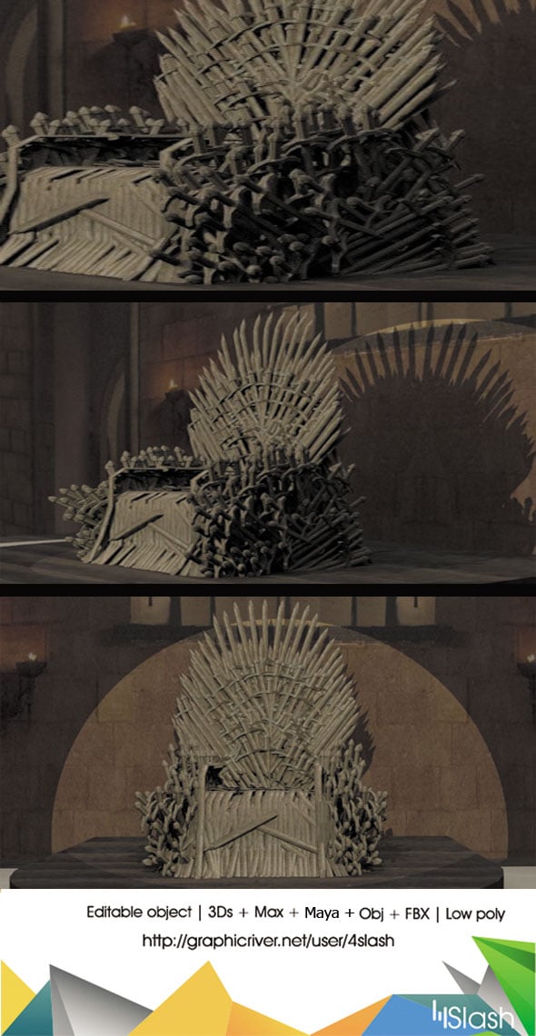 GOT 3d Throne model Low poly - 3DOcean Item for Sale