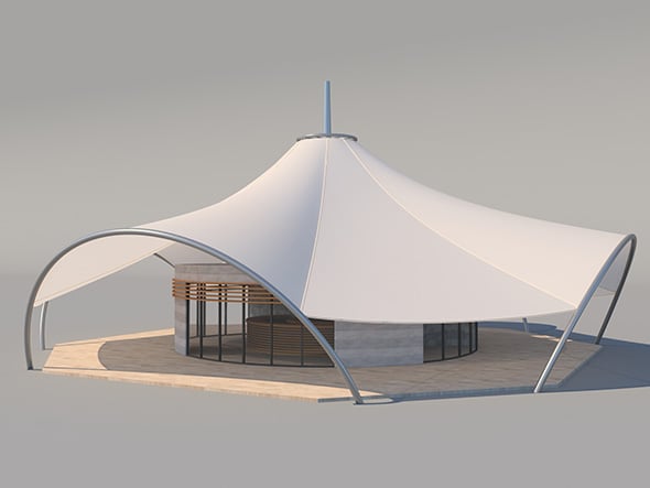 Cafe with Membran Canopy - 3DOcean Item for Sale