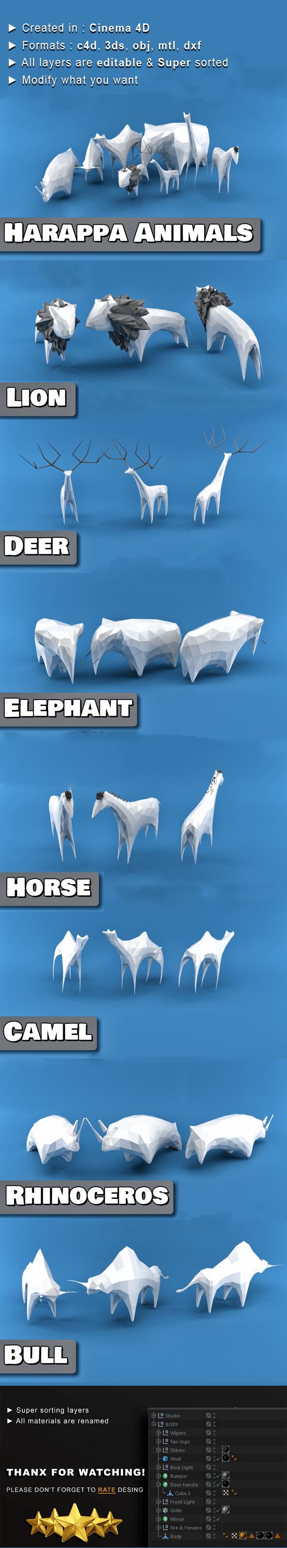 Harappa Animals - 3DOcean Item for Sale