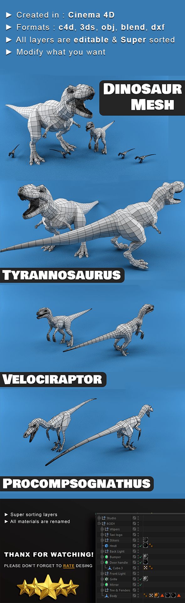 Dinosaur Mesh - 3DOcean Item for Sale