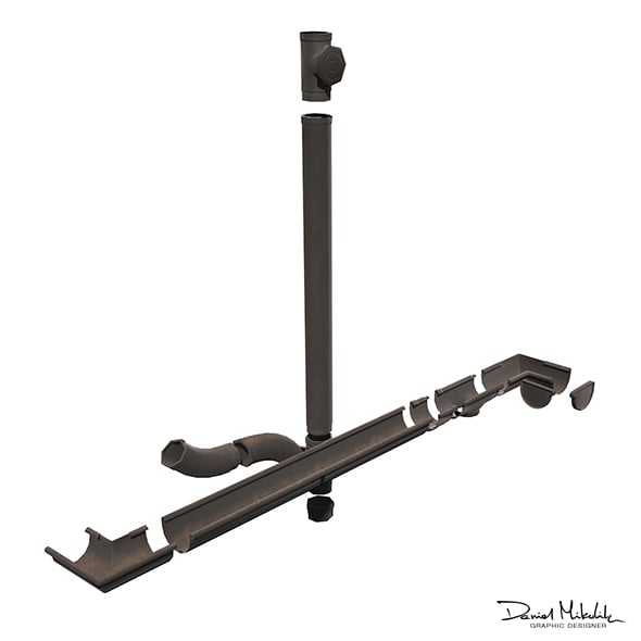 Old Black Gutter System PBR - 3DOcean Item for Sale