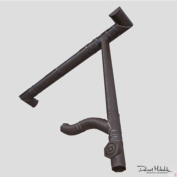 Old brown Gutter System PBR - 3DOcean Item for Sale