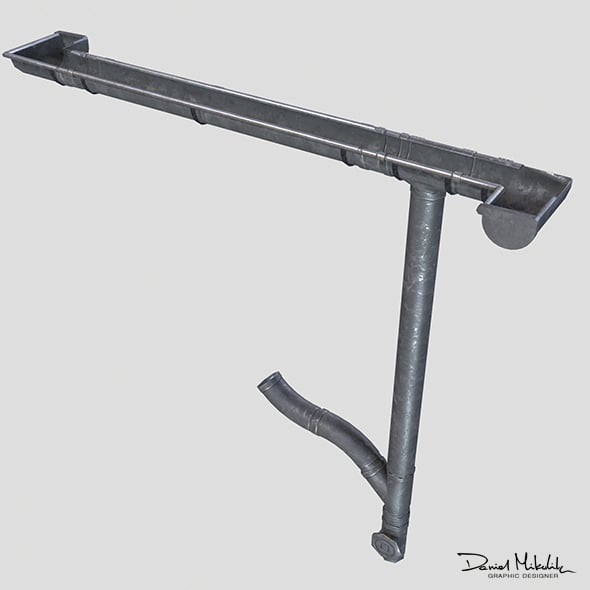 Old Steel Gutter System PBR - 3DOcean Item for Sale